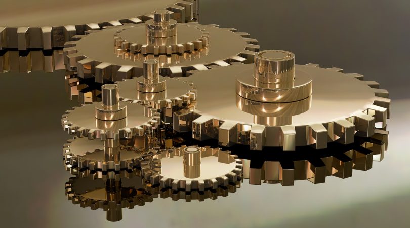 Gold reflecting gears
